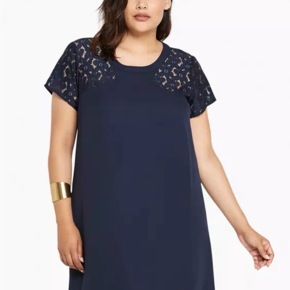 BNWT- Torrid - Plus Size- Dark Blue Dress with Lace Detail- Size 26W